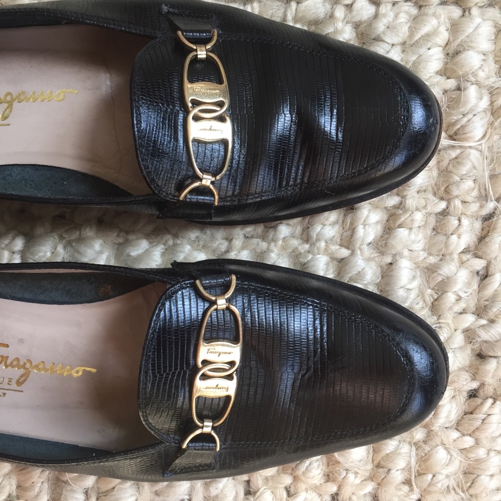 Genuine vintage black leather Salvatore Ferragamo